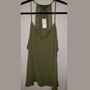 EXPRESS RACERBACK SHEER OLIVE GREEN TANK TOP